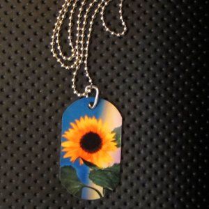 Sunflower Dog Tag Necklace
